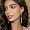 Women's Copper Geometric Tassel Pearl Earrings With Sparkling Rhinestone Accents And Electroplated Minimalist Jewelry Design
