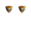 Women's Copper Geometric Triangle Hollow Earrings With Enamel Art And Goldplated Gemstone Accents