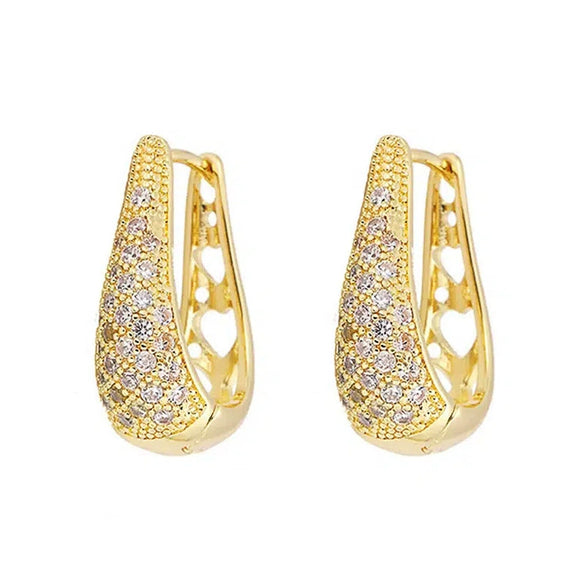 Women's Copper Geometric Ushaped Elegant Earrings With Zirconia