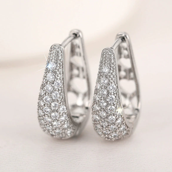 Women's Copper Geometric Ushaped Elegant Earrings With Zirconia