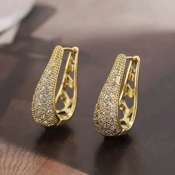 Women's Copper Geometric Ushaped Elegant Earrings With Zirconia