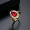 Women's Copper Geometric Water Drop Zircon Statement Ring With Fashionable Contemporary Design