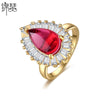 Women's Copper Geometric Water Drop Zircon Statement Ring With Fashionable Contemporary Design