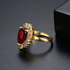Women's Copper Geometric Water Drop Zircon Statement Ring With Fashionable Contemporary Design