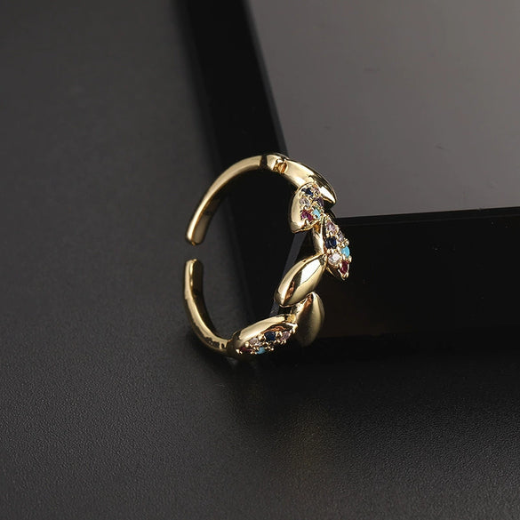 Women's Copper Geometric Willow Leaf Open Ring With Electroplating Normcore Light Luxury Style