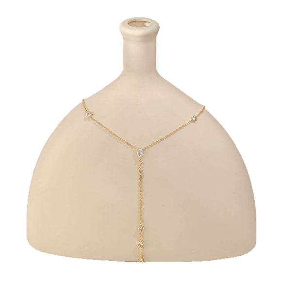 Women's Copper Geometric Y Chain Necklace With Electroplated Finish And Stylish Minimalist Design