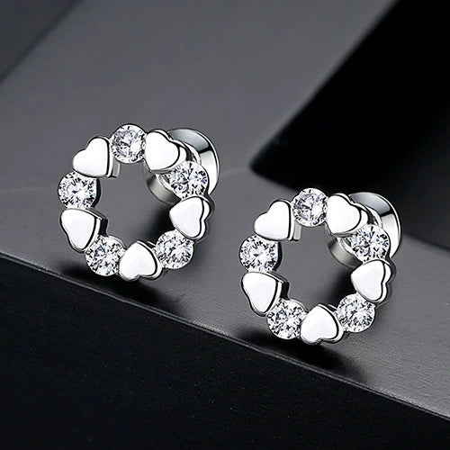 Women's Copper Geometric Zircon Earrings Electroplated Fashion Simple Elegant Jewelry