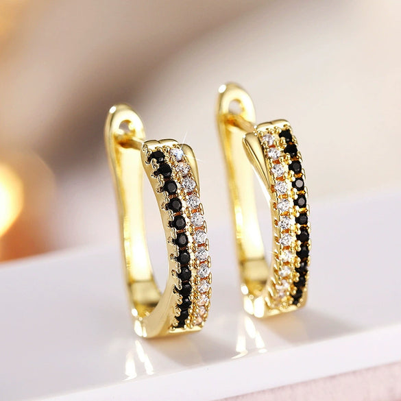 Women's Copper Geometric Zircon Earrings With Personality Style