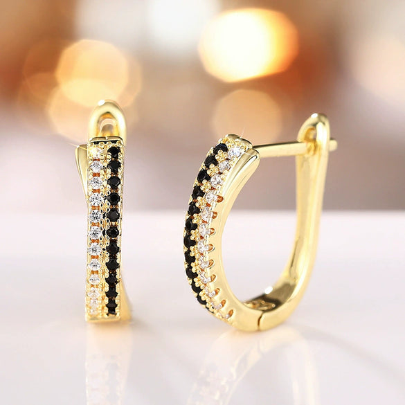 Women's Copper Geometric Zircon Earrings With Personality Style