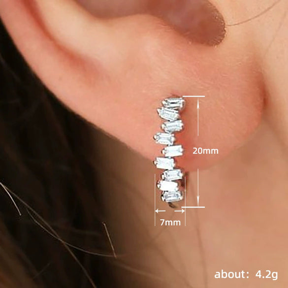 Women's Copper Geometric Zircon Inlaid Earrings