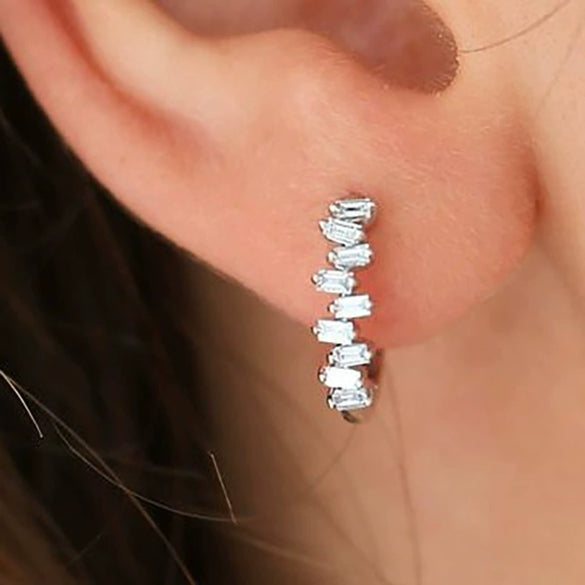 Women's Copper Geometric Zircon Inlaid Earrings