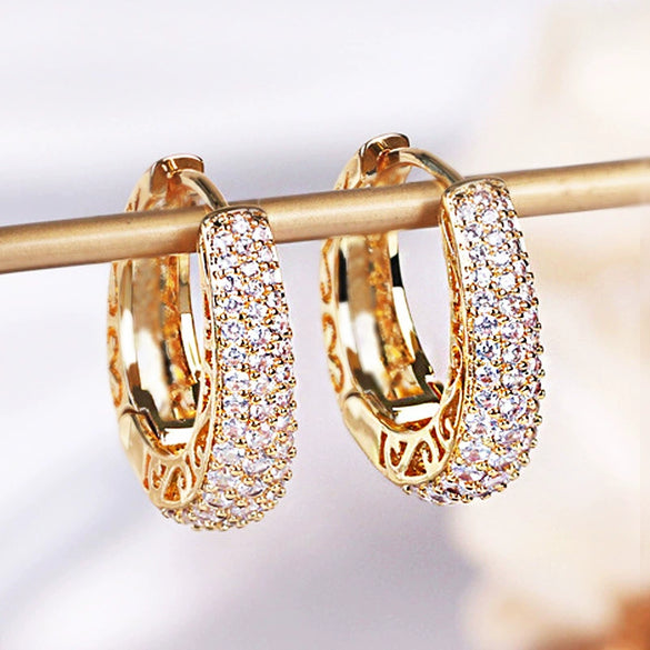 Women's Copper Geometric Zircon Inlaid Hip Hop Street Style Hollow Earrings