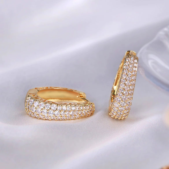Women's Copper Geometric Zircon Inlaid Hip Hop Street Style Hollow Earrings