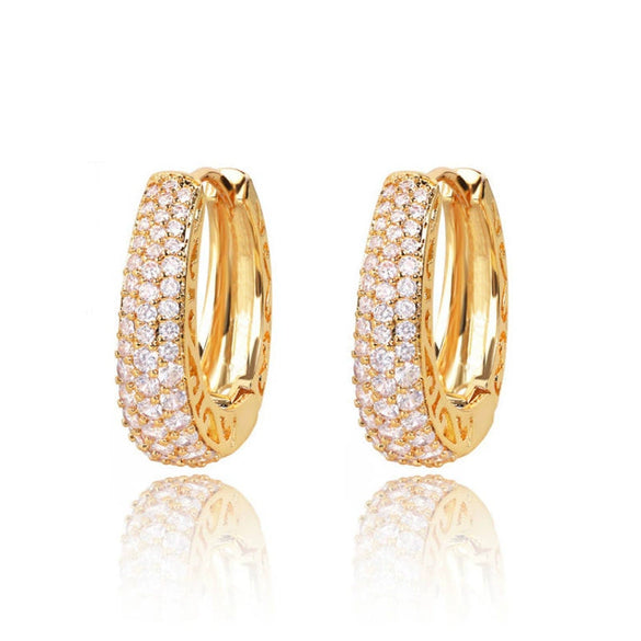 Women's Copper Geometric Zircon Inlaid Hip Hop Street Style Hollow Earrings