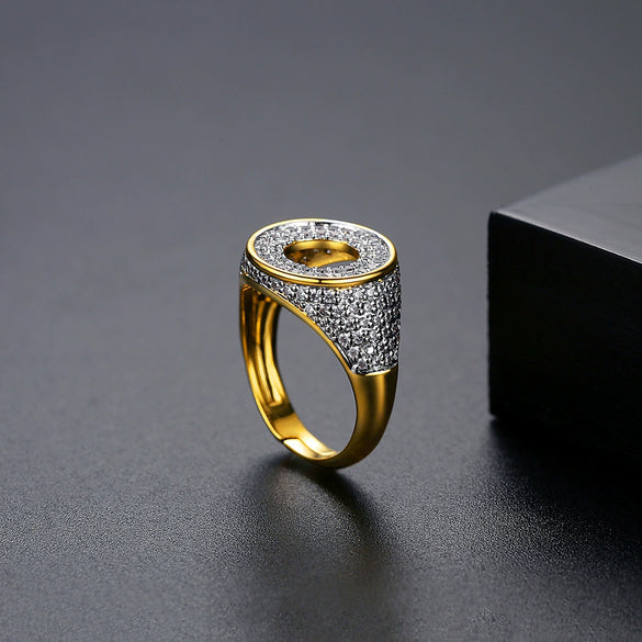 Women's Copper Geometric Zircon Open Ring Adjustable Fashion Hip Hop Statement Jewelry Wholesale