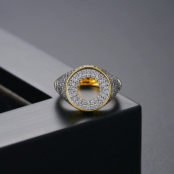 Women's Copper Geometric Zircon Open Ring Adjustable Fashion Hip Hop Statement Jewelry Wholesale