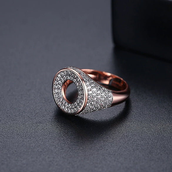 Women's Copper Geometric Zircon Open Ring Adjustable Fashion Hip Hop Statement Jewelry Wholesale