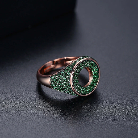Women's Copper Geometric Zircon Open Ring Adjustable Fashion Hip Hop Statement Jewelry Wholesale