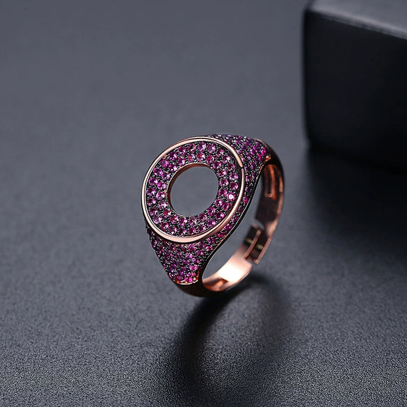 Women's Copper Geometric Zircon Open Ring Adjustable Fashion Hip Hop Statement Jewelry Wholesale