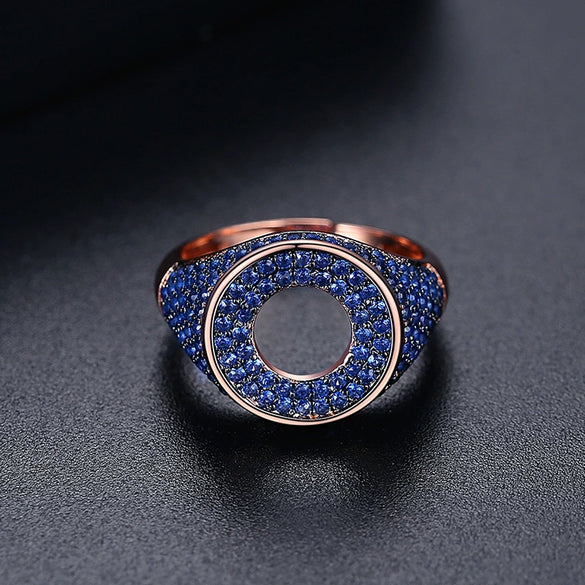 Women's Copper Geometric Zircon Open Ring Adjustable Fashion Hip Hop Statement Jewelry Wholesale