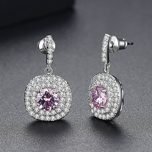 Women's Copper Geometry Earrings With Electroplated Finish And 3A Zircon Fashion Banquet Jewelry