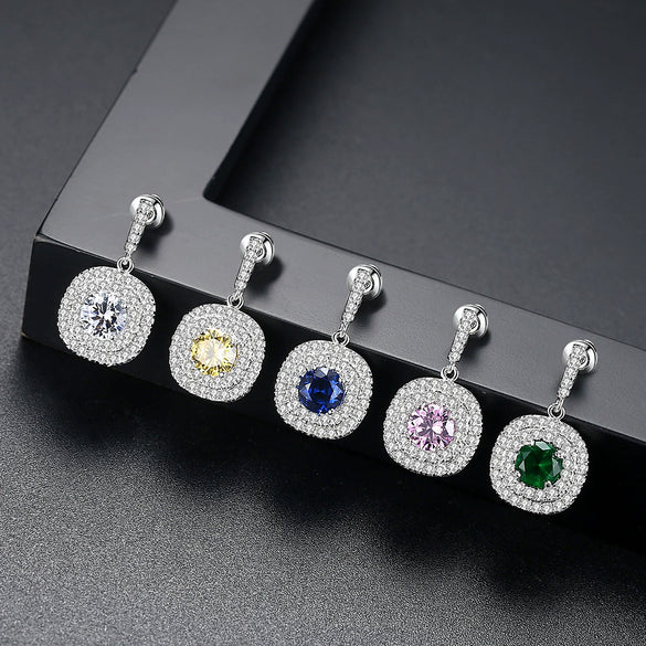 Women's Copper Geometry Earrings With Electroplated Finish And 3A Zircon Fashion Banquet Jewelry