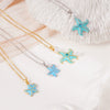 Women's Copper Gold Plated Animal Zodiac Starfish Pendant Necklace With Mixed Gemstone Setting And O Word Chain