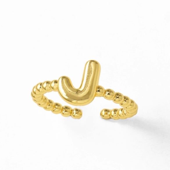 Women's Copper Gold Plated Geometric Letter Open Ring