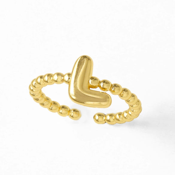 Women's Copper Gold Plated Geometric Letter Open Ring