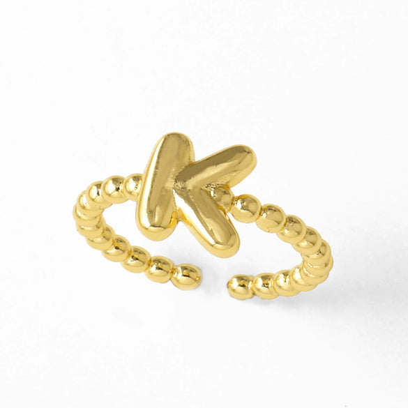 Women's Copper Gold Plated Geometric Letter Open Ring