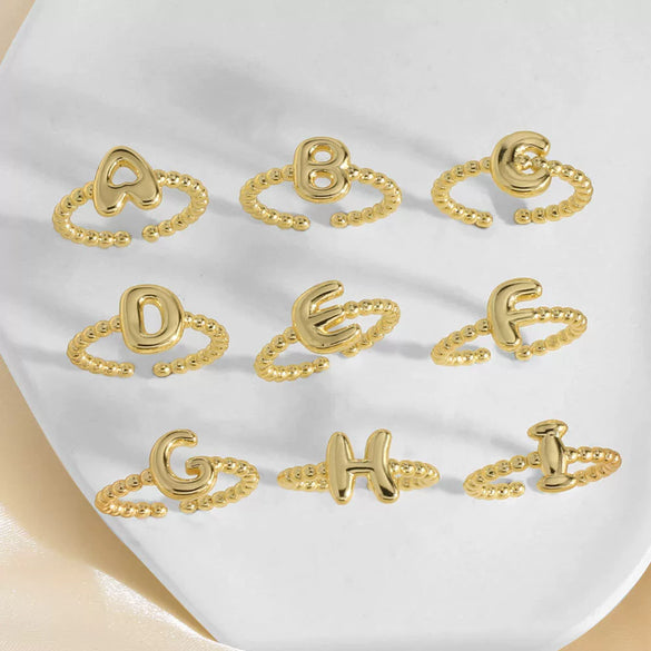 Women's Copper Gold Plated Geometric Letter Open Ring