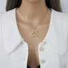 Women's Copper Gold Plated Heart Shape Mixed Gemstone Inlay Zircon Necklace O Chain Light Luxury Style