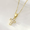 Women's Copper Goldplated Diamondencrusted Cross Minimalist O Chain Necklace