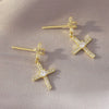 Women's Copper Goldplated Geometric Cross Ear Nail