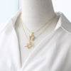 Women's Copper Goldplated Geometric Love Star Pendant Bamboo Chain Necklace