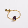 Women's Copper Goldplated Geometric Oval Stretch Ring With Zirconia Design
