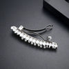 Women's Copper Hairpin With Water Drop Zircon Pearl And Tassel Details Elegant Fashion Word Clip Hair Accessory