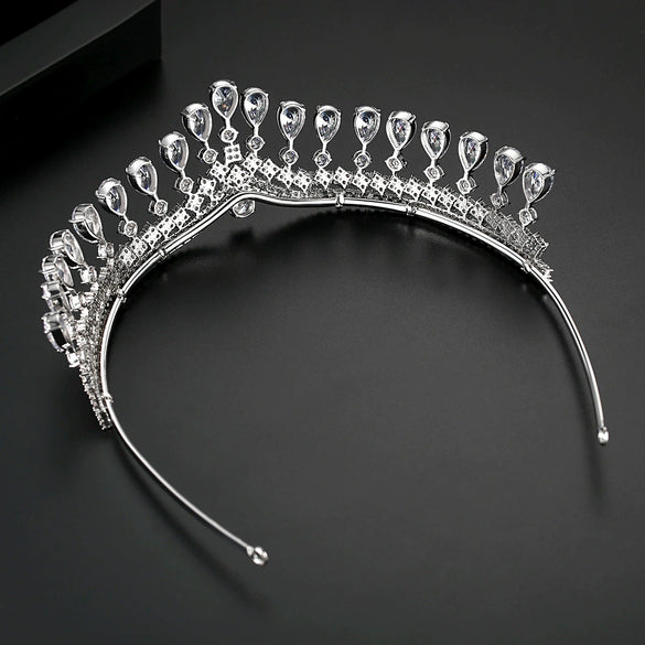 Women's Copper Headband With Inlaid Zircon Drop Details Retro Electroplated Wedding Crown Hair Accessory