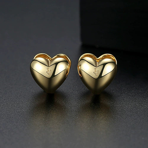 Women's Copper Heart Earrings With Electroplated Finish Fashion Jewelry For Wholesale