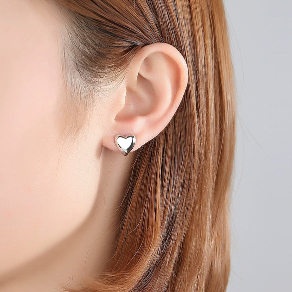 Women's Copper Heart Earrings With Electroplated Finish Fashion Jewelry For Wholesale
