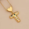 Women's Copper Heart Letter Pendant Necklace With Colorful Zircon And Letter Pattern