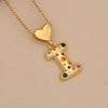 Women's Copper Heart Letter Pendant Necklace With Colorful Zircon And Letter Pattern