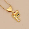 Women's Copper Heart Letter Pendant Necklace With Colorful Zircon And Letter Pattern