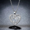 Women's Copper Heart Pendant Necklace With Hollow Design And Zircon Mixed Gemstone Inlay O Chain Fresh Style