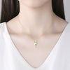 Women's Copper Heart Pendant Necklace With Zircon Inlay Electroplated Finish And Ochain Fashion Jewelry