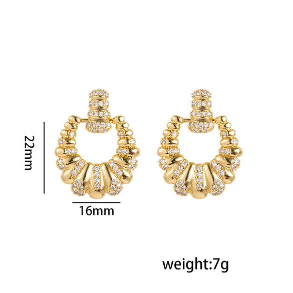Women's Copper Heart Shape Minimalist Electroplated Circle Ear Studs