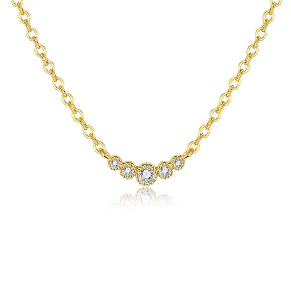 Women's Copper Heart Shaped Necklace With Zircon Inlay Electroplated Chic Clavicle Chain Jewelry