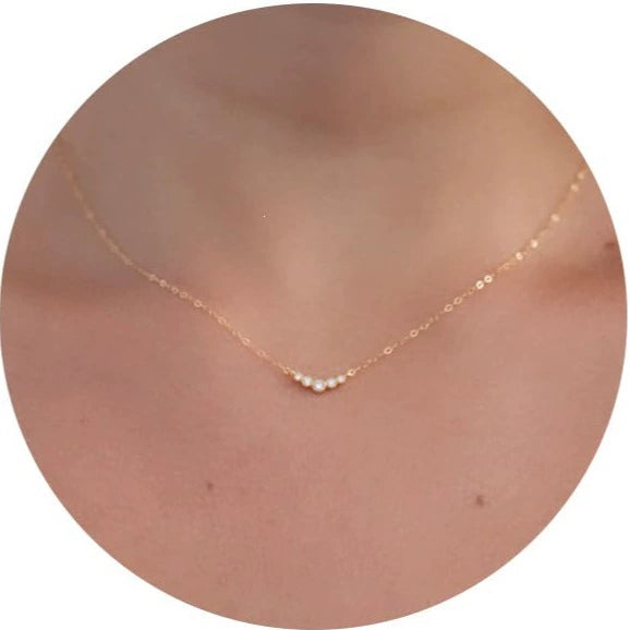 Women's Copper Heart Shaped Necklace With Zircon Inlay Electroplated Chic Clavicle Chain Jewelry