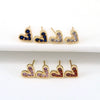 Women's Copper Heart Shaped Zircon Inlaid Earrings Simple Geometric Fashion Jewelry With Diamond Cut Finish