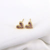 Women's Copper Heart Shaped Zircon Inlaid Earrings Simple Geometric Fashion Jewelry With Diamond Cut Finish